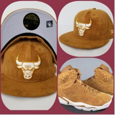 New Era Suede Chicago Bulls fitted hat Jordan 6 Wheat Golden Harvest  eb-68557609